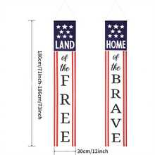 2 件装 7 月 4 日装饰户外横幅“勇敢者的家园”前门廊庭院标牌室内墙面装饰悬挂横幅用品阵亡将士纪念日独立日装饰 - 藍白自由勇氣對聯 - 查看 3
