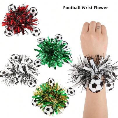 1个足球主题啦啦队手腕花球，弹性派对手环，适合体育迷，为2026年世界杯加油
