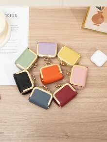 CHARM INFINITE Lychee Texture Kiss Lock Mini Coin Purse, Portable PU Leather Small Wallet For Coins Rings Earrings Jewelry Daily Storage Bag - Multicolor - View 3