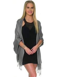 Shawls And Wraps Evening Dresses, Large Soft  Wedding Shawl - 灰色 - 查看 5