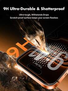 Shockproof Privacy Phone Screen Protector 3pcs Full Coverage Anti-Spy Tempered Glass Screen Protector, Hydrophobic And Oleophobic Coating, Anti-Fingerprint, Protect Screen Privacy, Scratch & Shock Resistant Compatible With Apple X/XR/11/12/13/14/15/16/16 Plus/16 Pro/16 Pro Max/17/17 Air/17 Pro/17 Pro Max/17 Full Series Mother's Day Gift - Black - View 5
