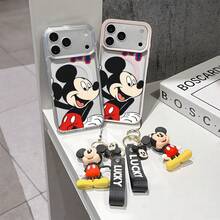 This Disney Mickey Mouse Pattern Lanyard Phone Case Features A Strong Magnetic Closure And Full Coverage Of Acrylic And TPU Material. It's Shockproof, Lightweight, And Suitable For IPhone17/16/11/13/15/15 Plus/15 Pro/15 Pro Max/12/14 Pro Max/11 Pro Max/12 Pro/12 Pro Max/13. It's A Popular Birthday Gift, Business Gift, Durable, Stain-Resistant, And Fingerprint-Resistant New Phone Case For Men And Women. It Also Includes A Mickey Mouse Phone Case And Mickey Mouse Doll Bracelet. Compatible With SamsungGalaxy S20, S21, S22, S23, And S24 Series. It's The Perfect Gift For Friends And Family. This Stylish Phone Case Is Fun, Lightweight, And Durable. IPhone17 Pro Max Phone Case, Minnie Phone Case. - Màu xanh lam - Xem 3