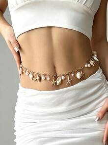 Dây chuyền ngọc trai giả hình vỏ sò, sao biển, ốc xà cừ phong cách Bohemian mùa hè, mặt dây chuyền hình sao biển và ốc xà cừ giả, thích hợp cho nữ giới đeo hàng ngày và đi nghỉ mát. - Nhiều màu - Xem 11