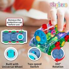 Kids Trains Toy, Boys' Obstacle-Avoiding Sensory Gear Train, With Music And LED Lights (Batteries Not Included), A Great Gift For Boys And Girls - Transparent Gear Train - View 9