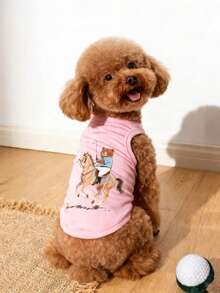 LUCKIE PAL 2pcs Golf Bear Graffiti Print Vest, Suitable For Chihuahua & Small Dogs, Flea & Tick Repellent, Fashionable Casual Vest For Indoor & Outdoor Pet Dogs & Cats - Multicolor - View 8
