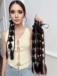 18 Inch Handmade 1 Piece Hair Braid, Heat-Resistant Synthetic Hair Braid, Suitable For Women - Multicolor - View 6