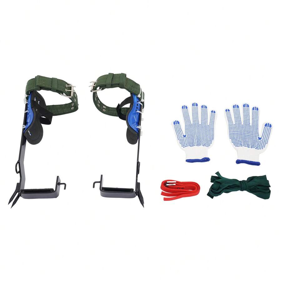 LYNICESHOP Tree Climbing 2-Tooth Foot Rope Pair + Safety Belt Safety Climbing Spike Set Tree Creeper Set Climbing Spike Pole Climbing Spike Set Harness Portable Outdoor - Black - View 1