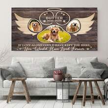 Lienzo conmemorativo 2D plano personalizado para mascotas - Regalo con foto personalizada con huella de pata y nombre - Arte de pared con o sin marco para amantes de las mascotas - Recuerdo de condolencias por la pérdida de perro o gato - Frase conmovedora "Si el amor solo pudiera" - Regalo conmemorativo para dueños de mascotas - Regalo para amantes de las mascotas por la pérdida de perro o gato - Lienzo con foto personalizada y nombre - Regalo para mamá/papá de mascota - Aniversario de cumpl... - Enmarcado - Ver 2