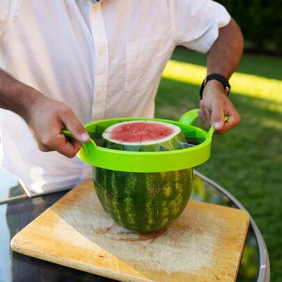 Extra Large Watermelon Cutter & Slicer, Stainless Steel Fruit Cutter With Comfortable Grip Handles, Quick Even Slice Divider, Summer Kitchen Essentials Tool For Parties, BBQ, Picnic & Home Kitchen Use