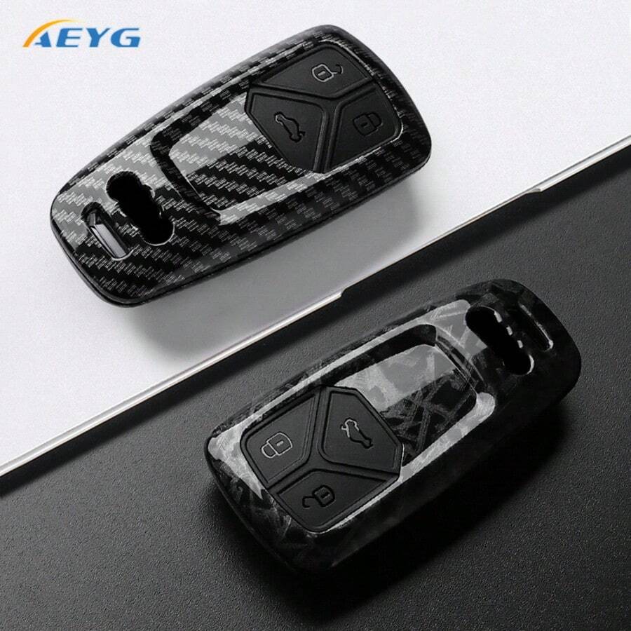 Funda de carcasa de llave de coche ABS para Audi A4 B9 A5 A6 8S 8W Q5 Q7 4m S4 S5 S7 TT TTS TFSI RS, accesorios protectores de llavero - Audi modelo B - Ver 1