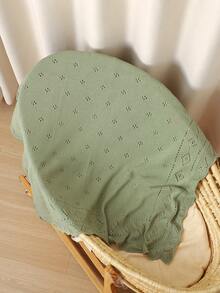 1pc Infant Knitted Blanket, Minimalist Hollow Geometric Design, Essential For Baby Stroller, Newborn, Baby Wrap, Air Conditioning Quilt - Light Green - View 3
