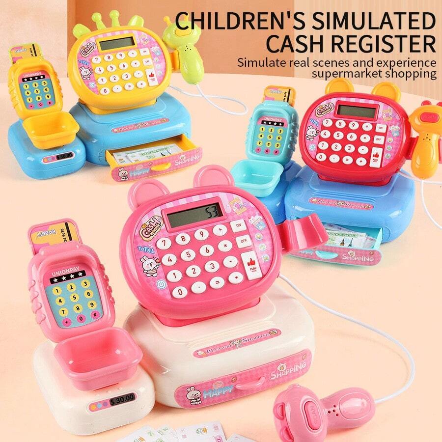 Cash Register Toy For Girls Boys, Pretend Play For Kids Age 3-5, Learning Cash Register Toy With Scanner, Play Money & Pretend Credit Card, Pretend Play Shopping Store Playset, Educational Preschool Activities