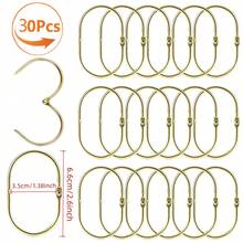 10 piezas/30 piezas/50 piezas Ganchos y anillos decorativos para cortina de ducha a prueba de óxido en forma oval, anillos metálicos para cortina de baño, anillos giratorios, negro/dorado/plateado - Multicolor - Ver 13