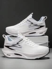 Giày chạy marathon đế carbon unisex - Giày thể thao nhẹ, giảm sốc, đế ngoài bằng cao su chống trượt, thiết kế nút xoay, dễ dàng mang vào và tháo ra, thiết kế cổ thấp thoáng khí, phù hợp cho chạy marathon, tập gym và luyện tập, mọi mùa. - trắng - Xem 5