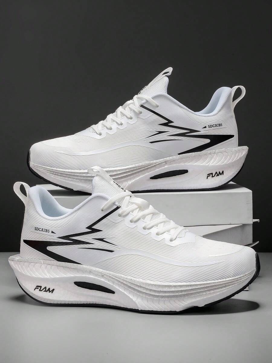 Unisex Carbon Board Marathon Running Shoes - Lightweight Shock-Absorbing Sports Shoes, Anti-Slip Shock-Absorbing/Rubber Outsole, Rotary Button Design, Easy To Put On And Take Off, Low-Top Breathable Design, Suitable For Marathon, Gym And Training Scenarios, All Seasons