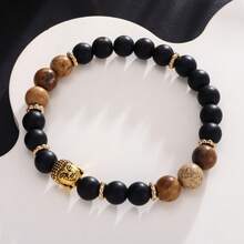 Men's Bracelet Jewelry, Buddha Beads, Buddha Head Bracelet, Frosted Alloy Buddha Bracelet - 金色 - 查看 9