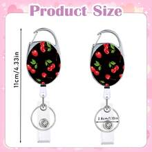 1pc Cute Pink Cherry ID Badge Clip, Single-Sided Oval Nurse Badge Reel Retractable, Sweet Versatile Badge Holder, Durable Name Tag Clip Keychain For Nurses, Men, Women, Staff, Medical, Teachers, Social Workers, Medical Assistants, Nurse's Day, Teacher's Day Gift - Sweet Style - View 3