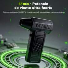 Mini soplador de polvo turbo, secador eléctrico portátil, ventilador de chorro turbo ajustable a 3 velocidades, soplador de nieve con luz LED, soplador potente recargable de alta velocidad, adecuado para automóvil, computadora, teclado, uso doméstico, soplado de hojas y al aire libre. - Negro - Ver 9