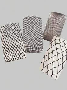 4 Pairs Women's Black Mesh Net Pantyhose Set, Suitable For Four Seasons - Black - View 11