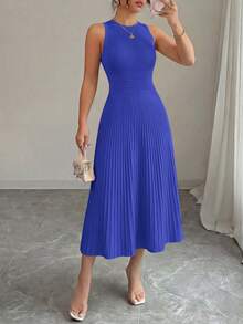 PRETTYGARDEN Women's Summer Dresses Casual  Business Work Midi Sleeveless A Line Pleated Evening Elegant Dresses Cocktail Wedding Guest Graduation Dress Dresses For Women - 亮藍色 - 查看 1