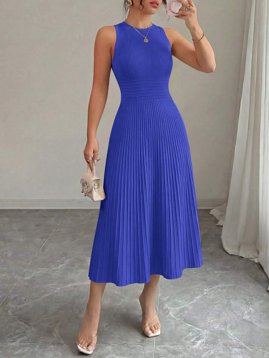 PRETTYGARDEN Women's Summer Dresses Casual Business Work Midi Sleeveless A Line Pleated Evening Elegant Dresses Cocktail Wedding Guest Graduation Dress Dresses For Women - 亮藍色 - 查看 1