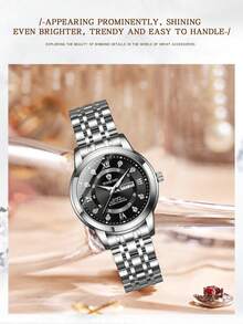 BINBOND B7169 Top Brand Luxury Fashion Business Women's Quartz Watches 30M Waterproof Week Date Clock Sport Ladies' Wrist Watch - black silver - View 4