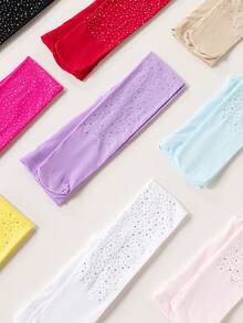 1pc Girls' Rhinestone Embellished Solid Color Tights, Suitable For All Seasons - Multicolor - View 6