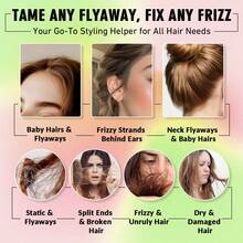 Goiple 8pcs Hair Styling Set Includes Wax Stick, Hair Gel, Comb, Hair Clips, Elastic Bands, Suitable For All Hair Types, Non-Greasy Strong Hold, No Dandruff, Oil Control Anti-Frizz, Smooth Texture, Applicable For Ponytail, Bun, Flyaway Hairstyles - Pink - View 6