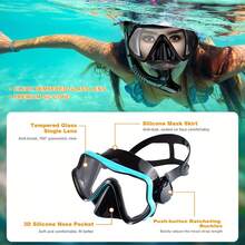 1 Set Panoramic Wide-Angle Adjustable Dry Snorkel Mask, Tempered Glass Anti-Leak Adult Snorkeling Diving Swimming Training Equipment, Professional Snorkel Set - Multicolor - View 5