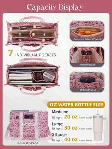 2026hot SeIIing  Canvas Tote Bag For Women With Zipper Closure & Individual Compartments For Work College For Teacher & Nurse - Rose Heart - View 10