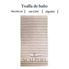 Bergner Serviette de plage 90 x 180 cm, 100 % coton 420 g/m², beige à rayures, Scalpers Home - Rayures beiges - Voir 2