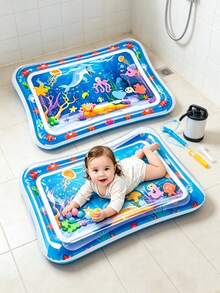 Alfombra inflable de parque acuático para niños, promueve el desarrollo físico y sensorial, diseñada con coloridas escenas submarinas, incluye juguetes flotantes adorables, satisface las necesidades de juego diario de los niños, adecuada para la interacción al aire libre entre padres e hijos, regalo perfecto para niños y niñas - Multicolor - Ver 12