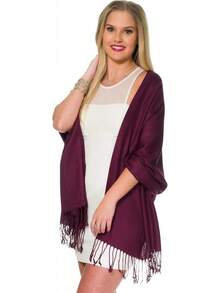 Shawls And Wraps Evening Dresses, Large Soft  Wedding Shawl - 紫紅色 - 查看 5