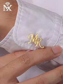 1 Pair Personalized Classic Cufflinks With English Initial, Groomsmen Accessory, Custom Gift For Men - Multicolor - View 4