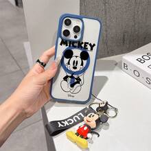 This Disney Mickey Mouse Pattern Lanyard Phone Case Features A Strong Magnetic Closure And Full Coverage Of Acrylic And TPU Material. It's Shockproof, Lightweight, And Suitable For IPhone17/16/11/13/15/15 Plus/15 Pro/15 Pro Max/12/14 Pro Max/11 Pro Max/12 Pro/12 Pro Max/13. It's A Popular Birthday Gift, Business Gift, Durable, Stain-Resistant, And Fingerprint-Resistant New Phone Case For Men And Women. It Also Includes A Mickey Mouse Phone Case And Mickey Mouse Doll Bracelet. Compatible With SamsungGalaxy S20, S21, S22, S23, And S24 Series. It's The Perfect Gift For Friends And Family. This Stylish Phone Case Is Fun, Lightweight, And Durable. IPhone17 Pro Max Phone Case, Minnie Phone Case. - Pink - View 6