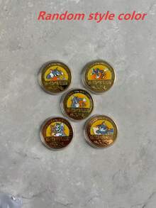 Warner Bros 1pc Genuine 'Tom And Jerry' Metal Coins , Round Game Collection,Card Anime Toys,Cartoon Commemorative Medal, Cute Anime Souvenir Gift For Fans And Collectible(Random Style) - Multicolor - View 9