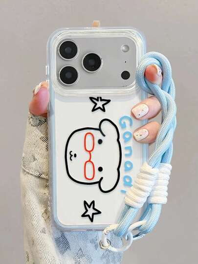 1 chiếc ốp lưng điện thoại hình chú cún dễ thương Kawaii có dây đeo cổ tay bảo vệ camera cho iPhone 17Pro Max 17Air 17 16 15 14 13 12 11 Pro Max Plus, phù hợp cho nữ giới. Món quà lý tưởng cho sinh nhật/Ngày của Mẹ.