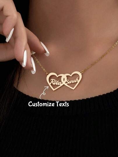 Dây chuyền đôi hình trái tim cá nhân hóa với hai tên tùy chỉnh, chữ cái tiếng Anh mạ vàng với nhiều lựa chọn tên, món quà cao cấp lý tưởng để tặng nhân dịp kỷ niệm, Ngày Valentine, quà tặng lãng mạn nhân Ngày Valentine, Ngày của Mẹ, sinh nhật, lễ tốt nghiệp, hoặc để đeo hàng ngày cho người yêu, bạn trai, bạn gái, bố, gia đình, bạn bè, con trai, mẹ, con gái, ông bà, dây chuyền chữ thời trang tùy chỉnh, vẻ ngoài quyến rũ, vẻ đẹp năm mới, trang sức dành cho phụ nữ.