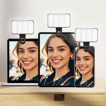 NEXOSYNTH Luz LED selfie de 3 niveles ajustables de temperatura de color, batería recargable de 250mAh, lámpara portátil mini para teléfono, videoconferencia de computadora - Unitalla - Ver 6