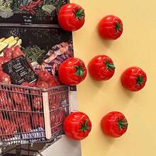 5pcs/10pcs/15pcs Cute Mini Tomato Fridge Magnets, 3D Resin Tomato Fridge Stickers, Suitable For Kitchen Decor, Office Desk Accessories, Dishwasher, Refrigerator, Home Decor, Girlfriend Gift, Boyfriend Gift, Room Decor - Tomato - View 3