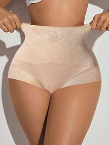 High Waist Lace Abdomen Control Slimming Pants For Women, Sexy Waist Cincher Shaper Enhancer Panty - Apricot - View 3