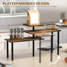 Kitchen Shelving Unit, 3-Tier Rotating Microwave Rack, Industrial Style Freestanding Metal Shelf, 40 X 18 X 36.5 Cm - 銹棕色 - 查看 5
