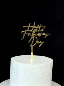 3pcs Gold Acrylic Cake Toppers, Happy Father's Day Cake Decor, Party Decorations - StyleB - View 9