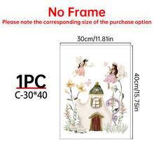 1/3件套帆布墙画：一套3幅童话花园主题画作，儿童童话主题艺术品，儿童房墙画，童话主题装饰，女孩童话主题墙画，美观的房间装饰，带框或不带框，房间装饰，墙面装饰，卧室装饰，儿童房/客厅/卧室/办公室粉色风格装饰 - 彩色 - 查看 27