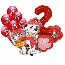 Paw Patrol Theme Birthday Balloon Set, Firefighter Puppy Theme Party Decorations, 32 Inch Red Number 1-8 Foil Balloons, Paw Print Round Latex Balloon Set, Cartoon Rescue Puppy Theme Birthday Party Supplies Suitable For 1-8 Years Old Children - Cartoon Dog Balloon - View 12
