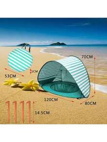 Luxury Portable Beach Tent, Suitable 4-6 Years Old Children, Equipped With Rapid Open Sunshade Canopy And Tent, Convenient Storage. - Blue - View 4