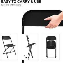 8 Pack Black Folding Chairs, Foldable Party Chairs, Plastic Folding Chair For Outside, Indoor Outdoor Stackable Commercial Seat With Steel Frame For Office Wedding Dining School, 350LBS - Black - View 5