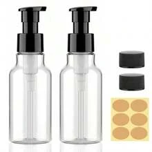 Dispensador de botellas de 4 onzas paquete de 2 botellas de jabón de plástico recargables botellas de jabón líquidas botellas de tamaño de viaje botellas vacías a prueba de fugas para cocina - Transparente - Ver 2