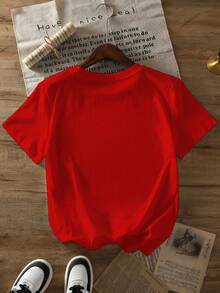 Boots Booze And Besties Cowboy Boot Women's Fashionable Print Casual T-Shirt Suitable For All Seasons-Black2026 Long Tops Forwomen - 紅色 - 查看 2