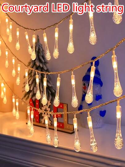 4/2pcs Waterdrops Bubble String Lights - Bright LED Beads - Waterproof - Multi-Level Adjustable - Suitable For Garden Lighting, Patio Decor, Holiday Decoration, Wedding Ambiance, Camping Decor And Other Versatile Decorative Lighting
